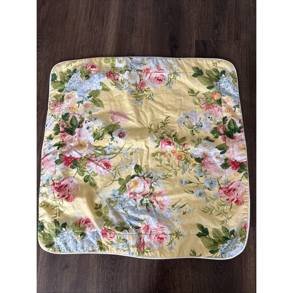 Ellen Tracy Fieldcrest Cannon Euro Pillow Sham 26x26 Yellow Floral MINT
